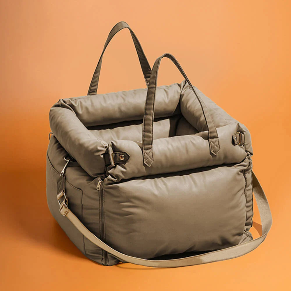 PETLOOM Luxury Faux Leather Pet Car Seat Travel Bed™