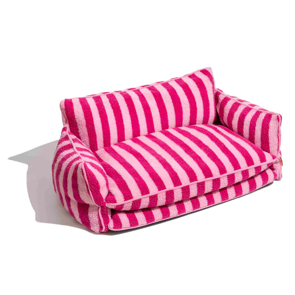 PETLOOM Trendy Striped Faux Lambswool Double Layer Dog & Cat Sofa Bed™