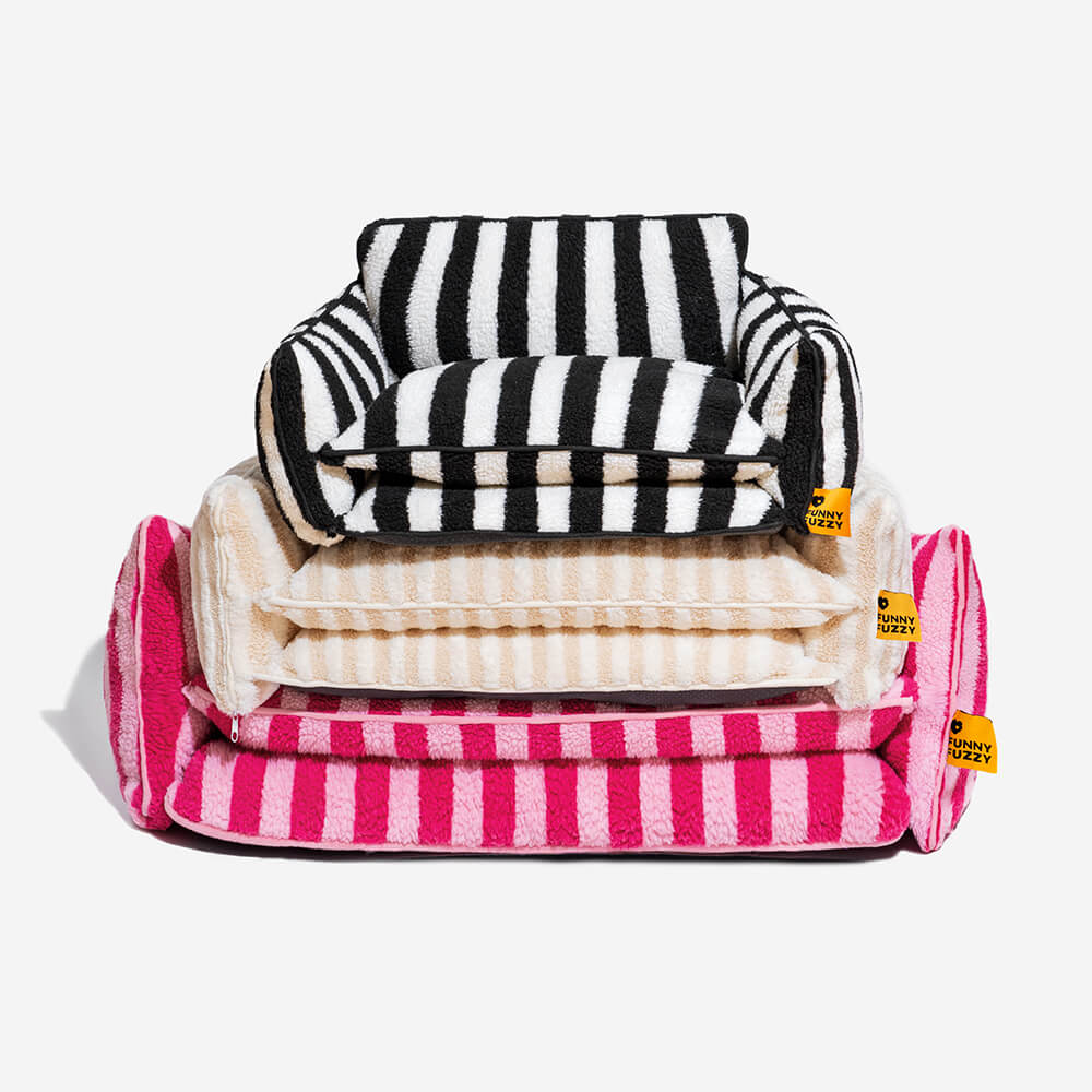 PETLOOM Trendy Striped Faux Lambswool Double Layer Dog & Cat Sofa Bed™