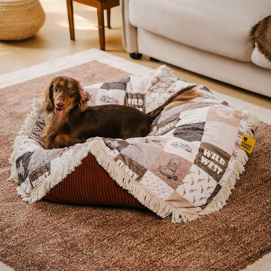 PETLOOM – Washable Anti-Scratch Boho Tassel Calming Round Dog Bed™