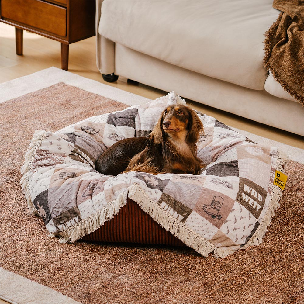 PETLOOM – Washable Anti-Scratch Boho Tassel Calming Round Dog Bed™