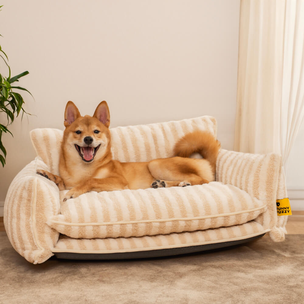 PETLOOM Trendy Striped Faux Lambswool Double Layer Dog & Cat Sofa Bed™