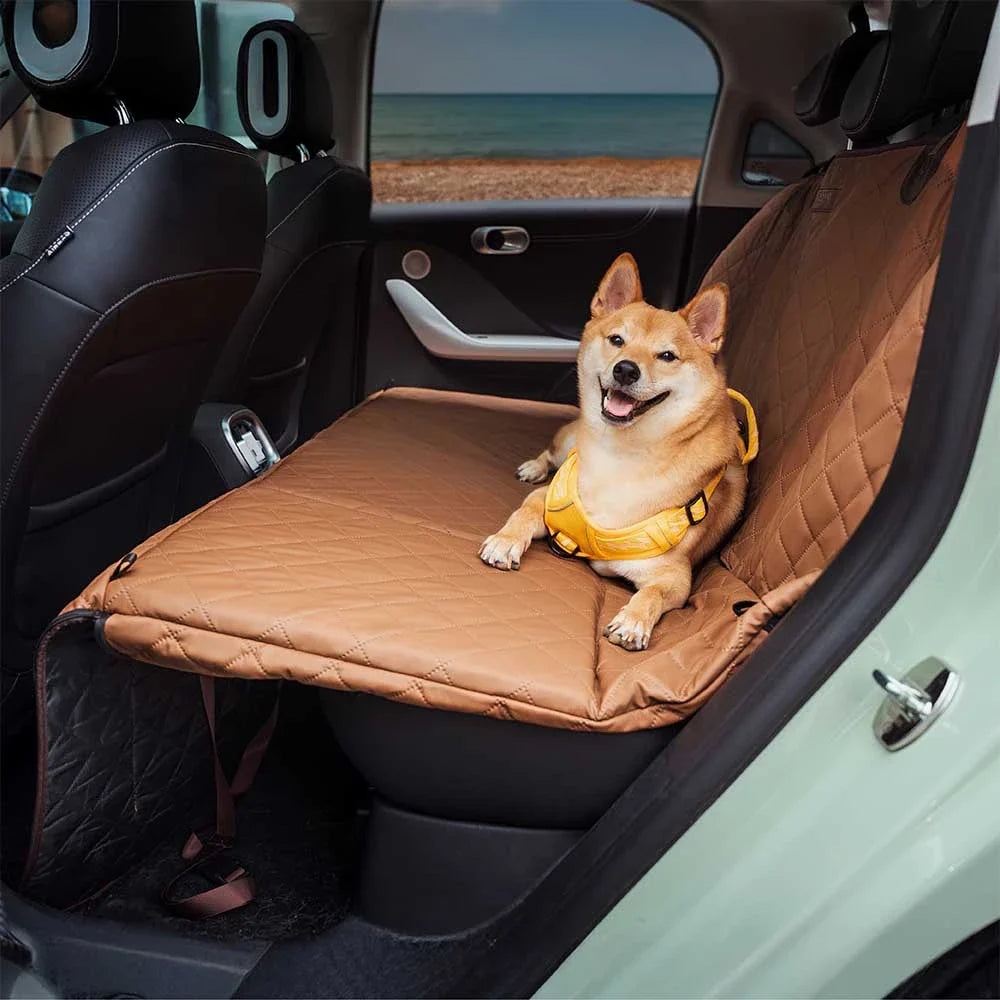PETLOOM Premium Faux Leather Water-Repellent Hammock Dog Car Seat Cover™