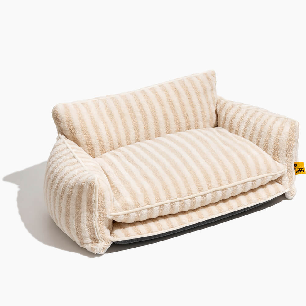 PETLOOM Trendy Striped Faux Lambswool Double Layer Dog & Cat Sofa Bed™