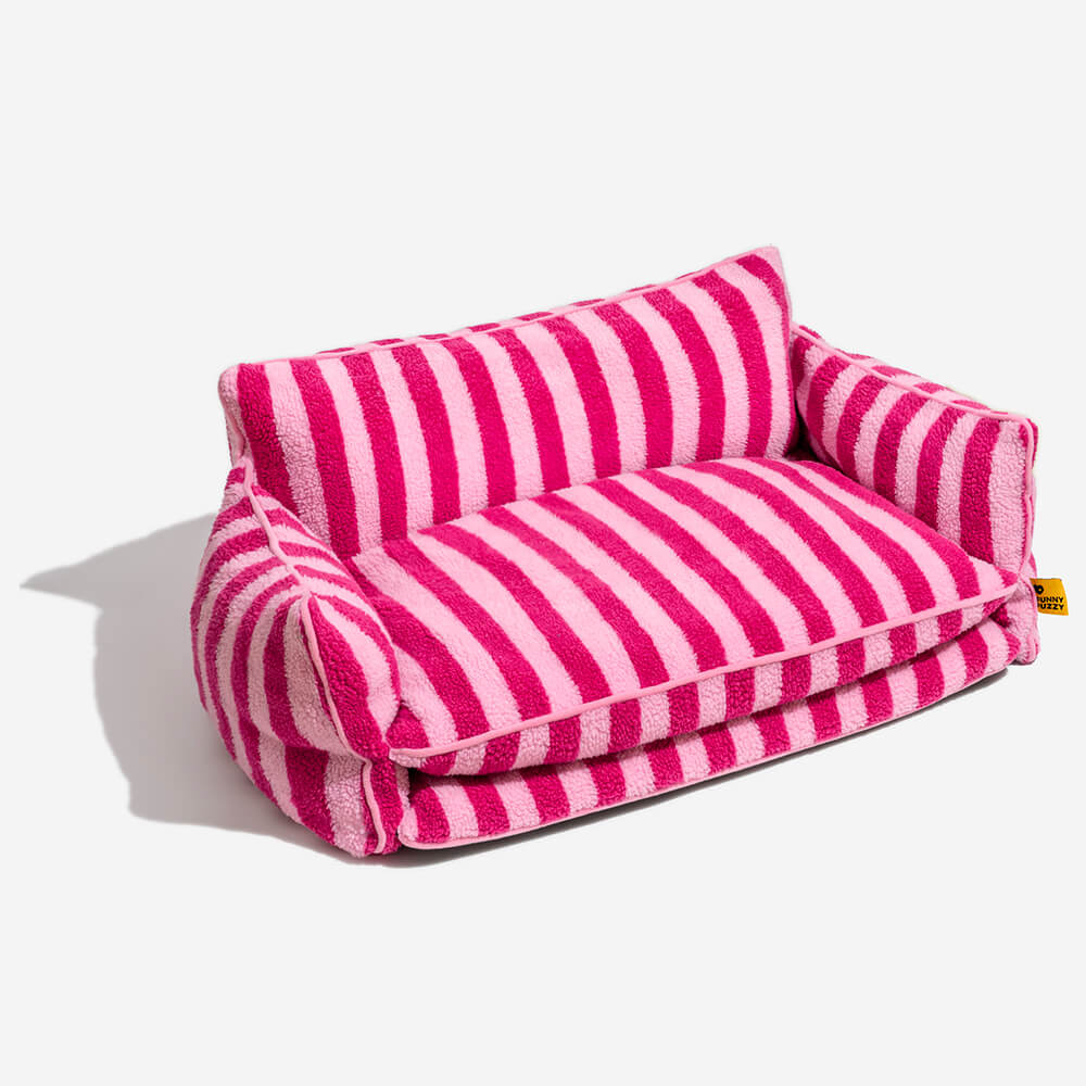 PETLOOM Trendy Striped Faux Lambswool Double Layer Dog & Cat Sofa Bed™
