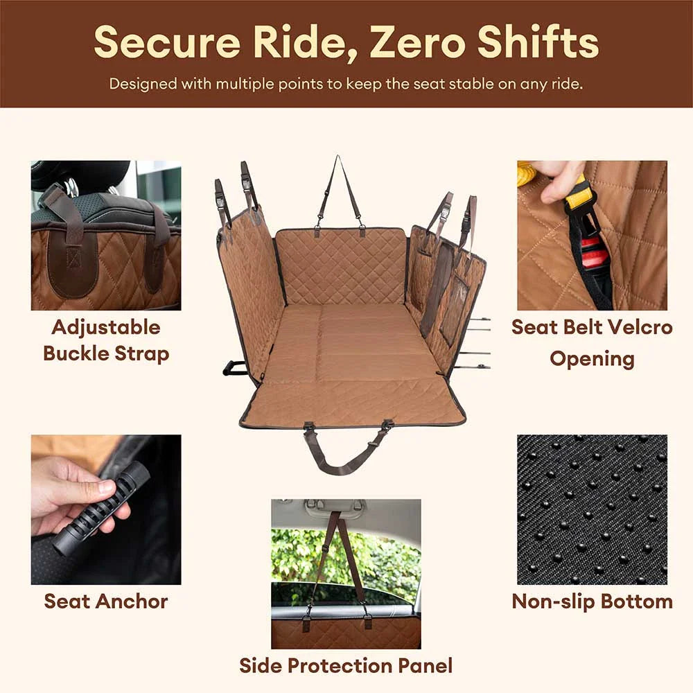 PETLOOM Premium Faux Leather Water-Repellent Hammock Dog Car Seat Cover™