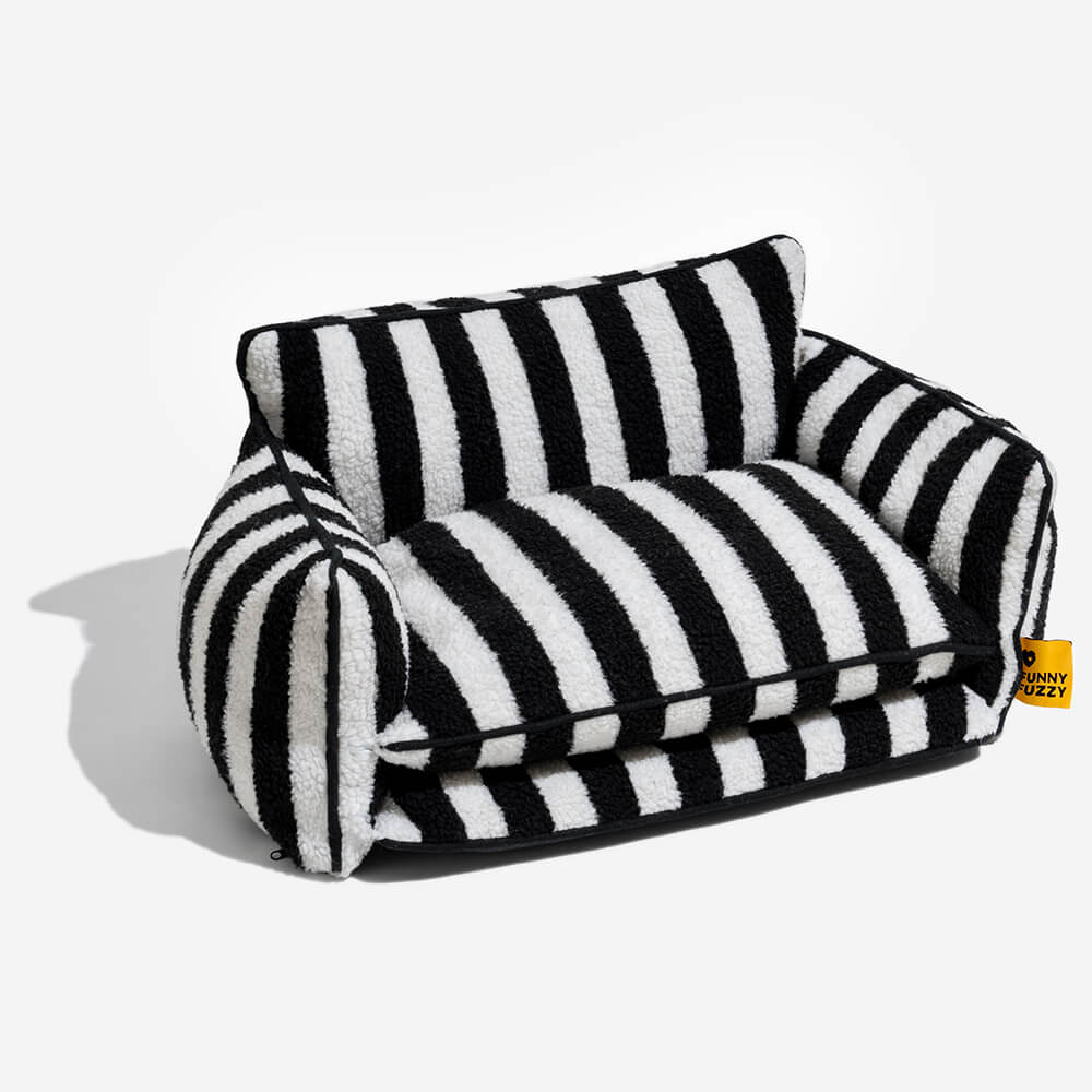 PETLOOM Trendy Striped Faux Lambswool Double Layer Dog & Cat Sofa Bed™