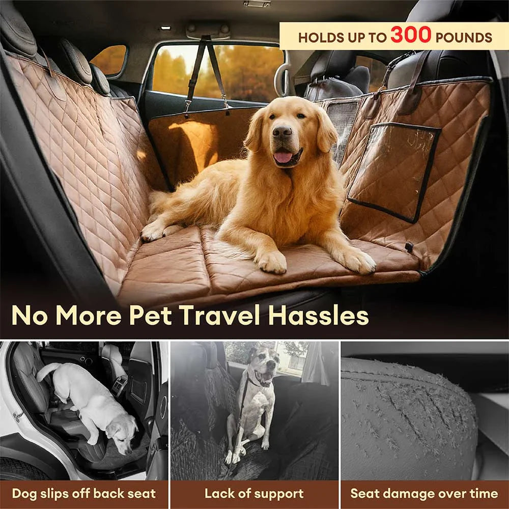 PETLOOM Premium Faux Leather Water-Repellent Hammock Dog Car Seat Cover™