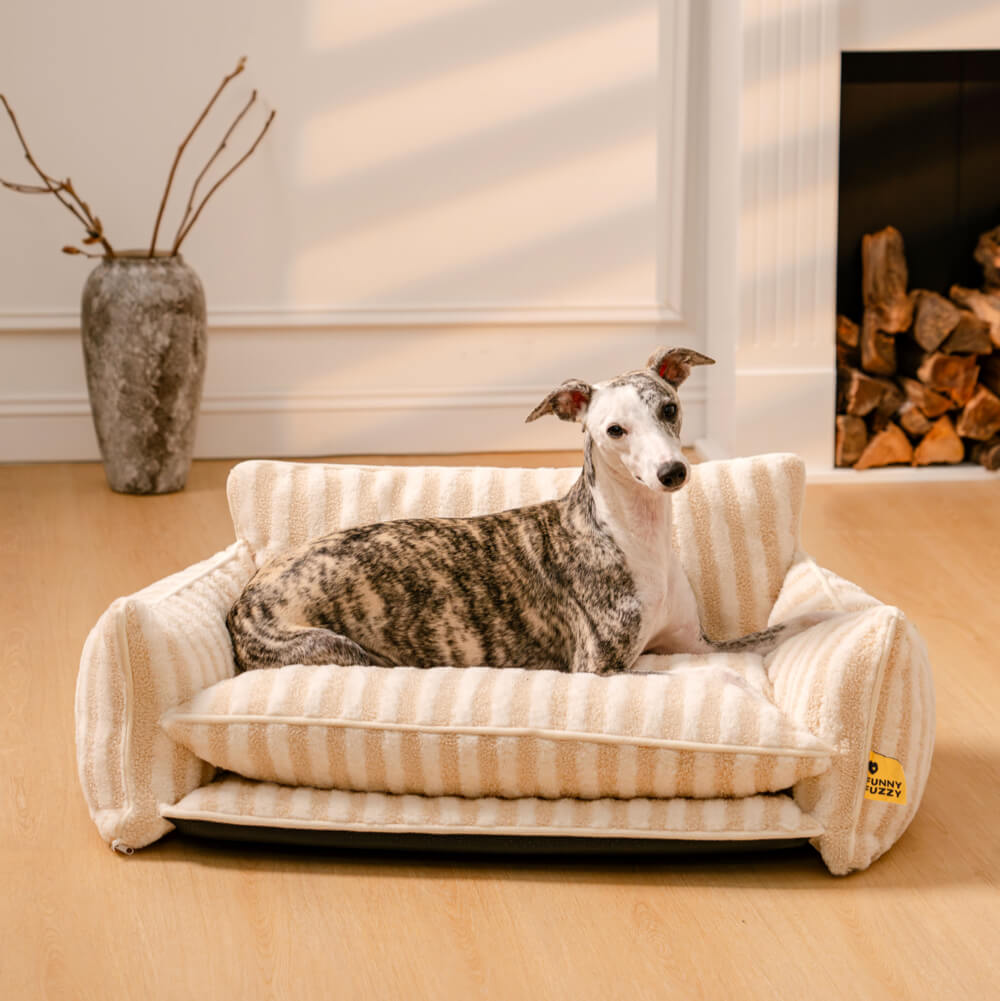 PETLOOM Trendy Striped Faux Lambswool Double Layer Dog & Cat Sofa Bed™