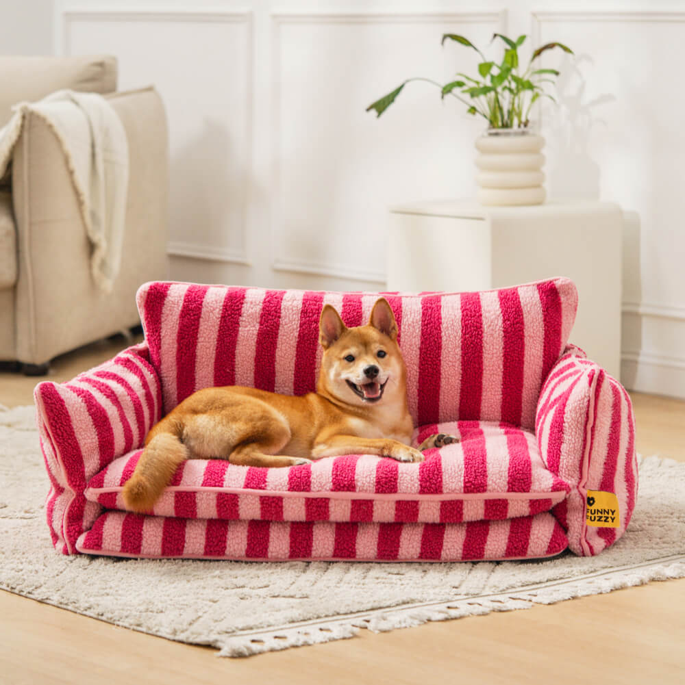 PETLOOM Trendy Striped Faux Lambswool Double Layer Dog & Cat Sofa Bed™