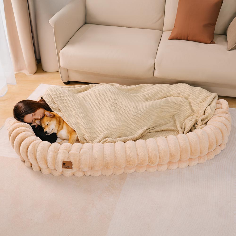 PETLOOM – Creamy Plush Super Large Donut Human Dog Bed Cuddle Cradle™