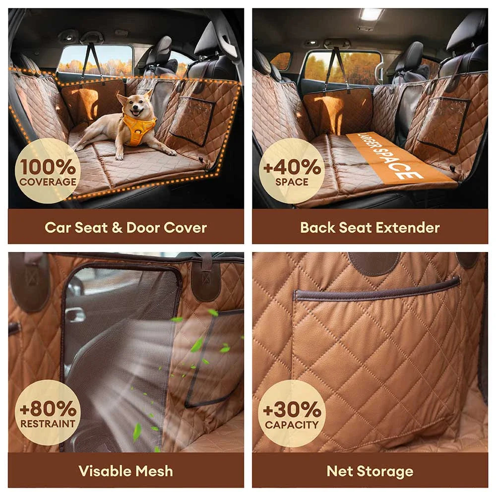 PETLOOM Premium Faux Leather Water-Repellent Hammock Dog Car Seat Cover™
