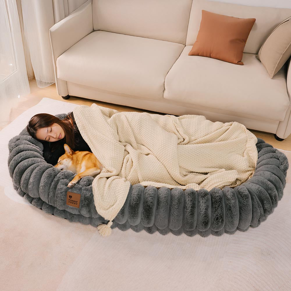 PETLOOM – Creamy Plush Super Large Donut Human Dog Bed Cuddle Cradle™