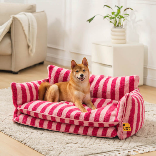PETLOOM Trendy Striped Faux Lambswool Double Layer Dog & Cat Sofa Bed™