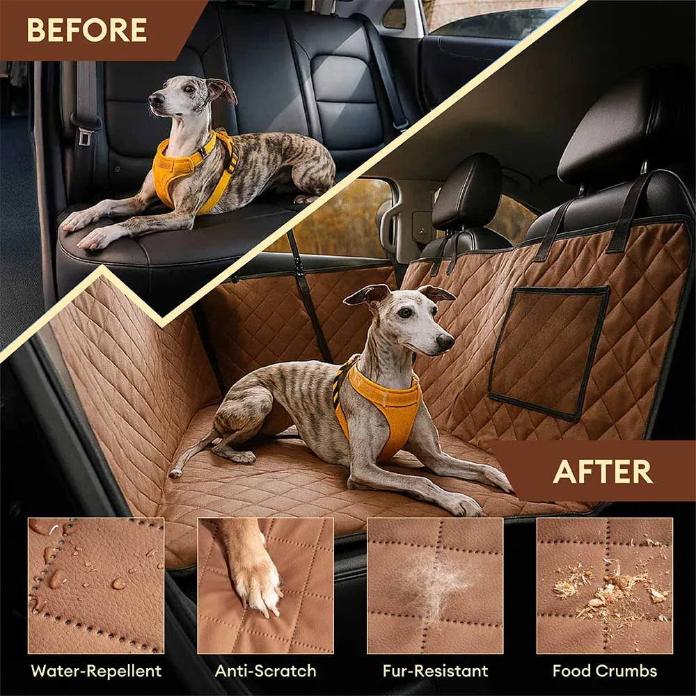 PETLOOM Premium Faux Leather Water-Repellent Hammock Dog Car Seat Cover™