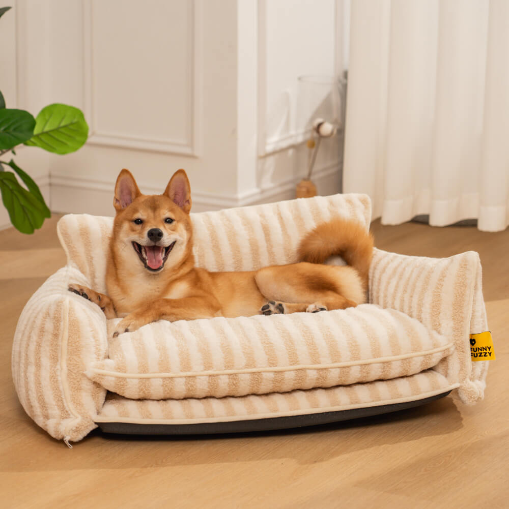 PETLOOM Trendy Striped Faux Lambswool Double Layer Dog & Cat Sofa Bed™