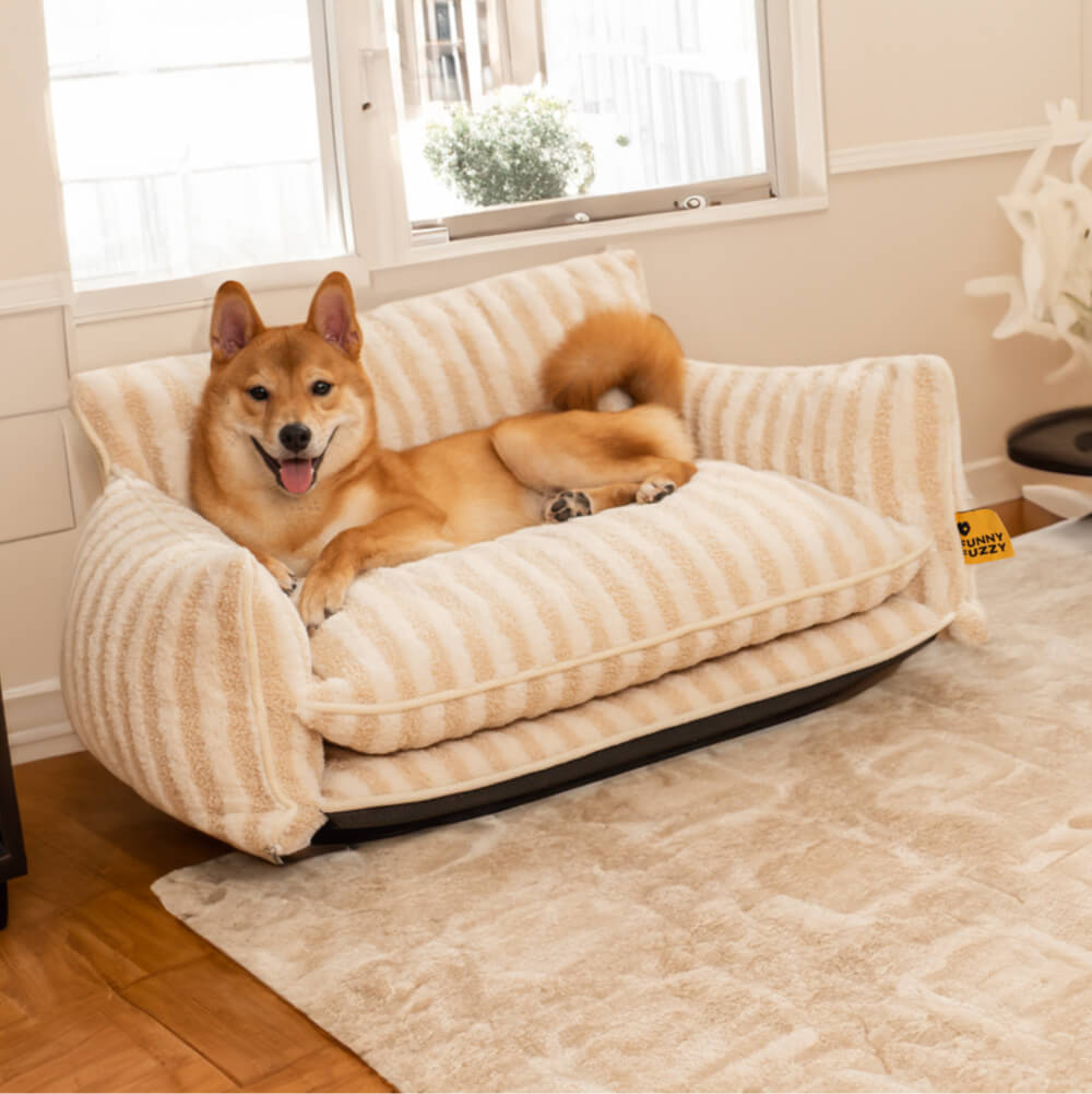 PETLOOM Trendy Striped Faux Lambswool Double Layer Dog & Cat Sofa Bed™