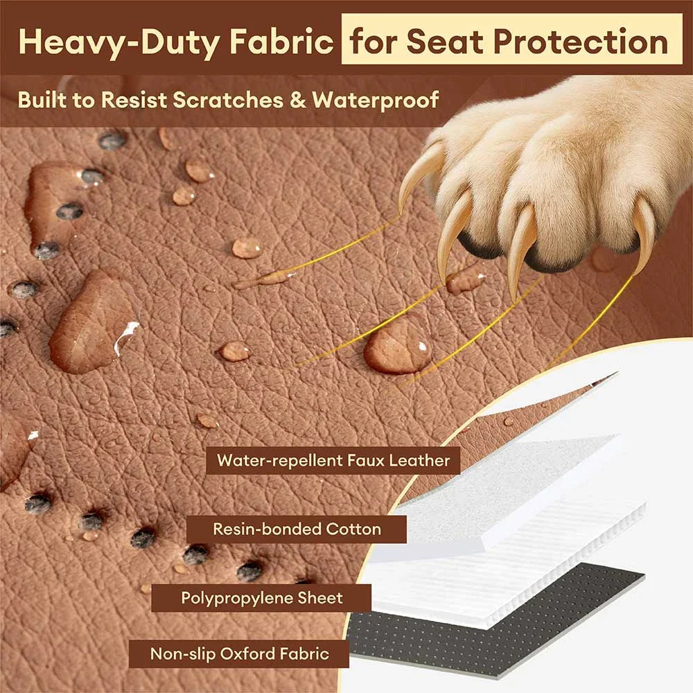 PETLOOM Premium Faux Leather Water-Repellent Hammock Dog Car Seat Cover™
