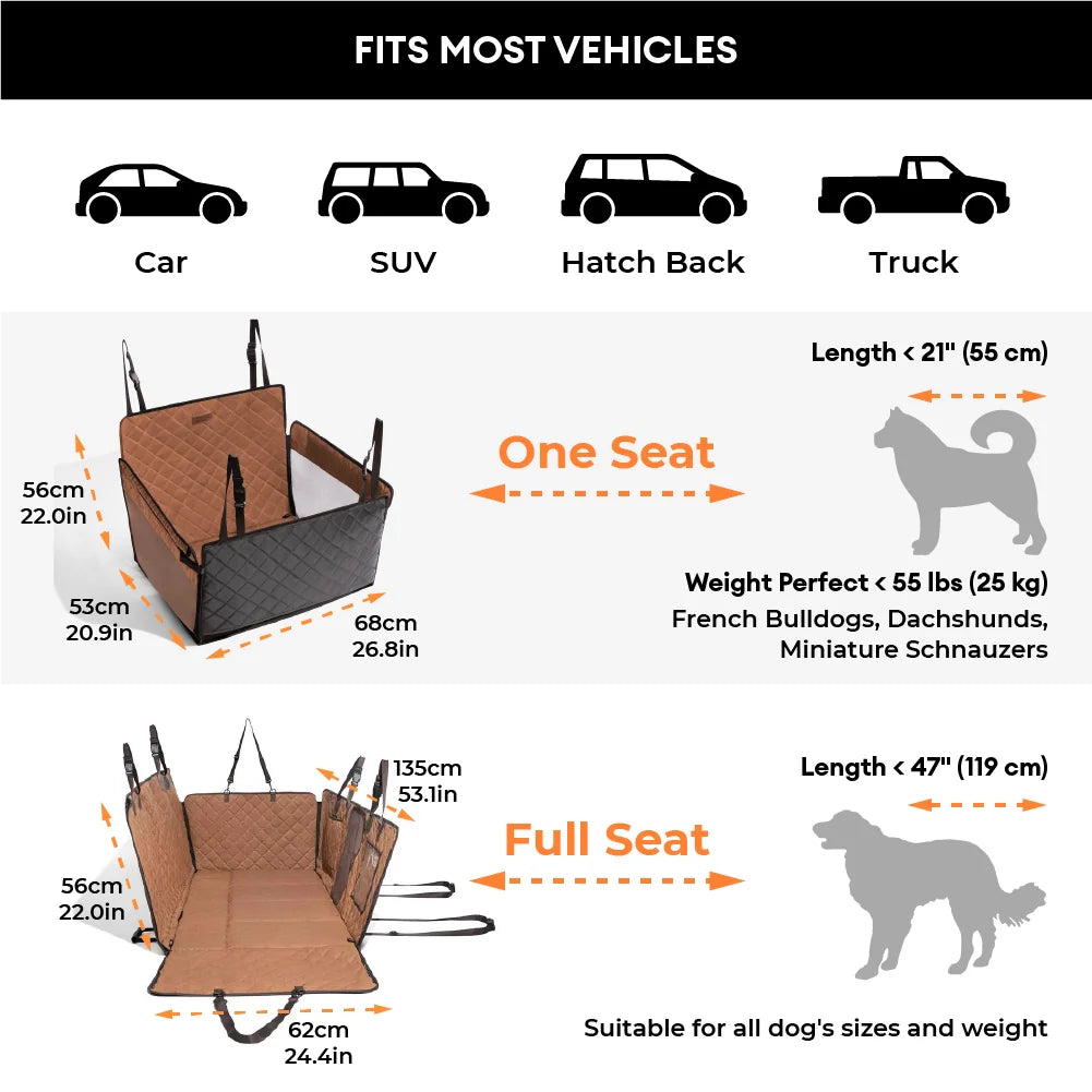 PETLOOM Premium Faux Leather Water-Repellent Hammock Dog Car Seat Cover™