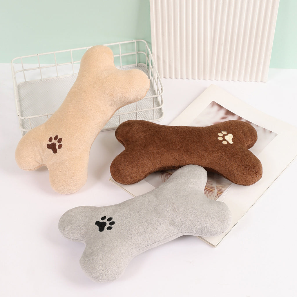 Petloom Pillow Chew Toy - Bone Shape Plush Dog Cat Toy