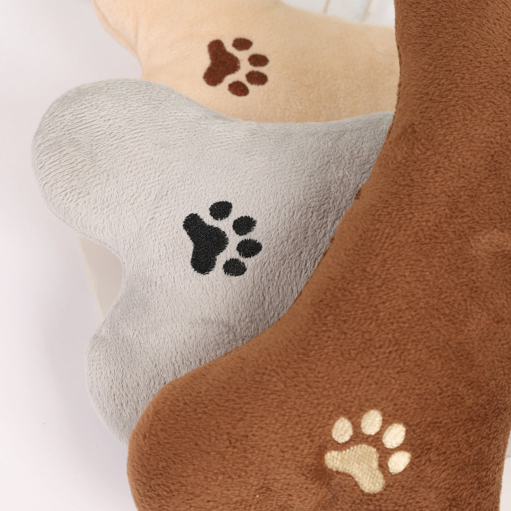 Petloom Pillow Chew Toy - Bone Shape Plush Dog Cat Toy