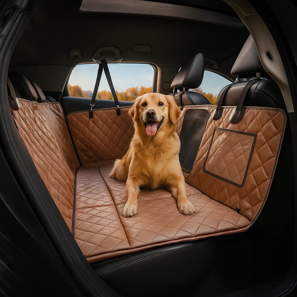 PETLOOM Premium Faux Leather Water-Repellent Hammock Dog Car Seat Cover™