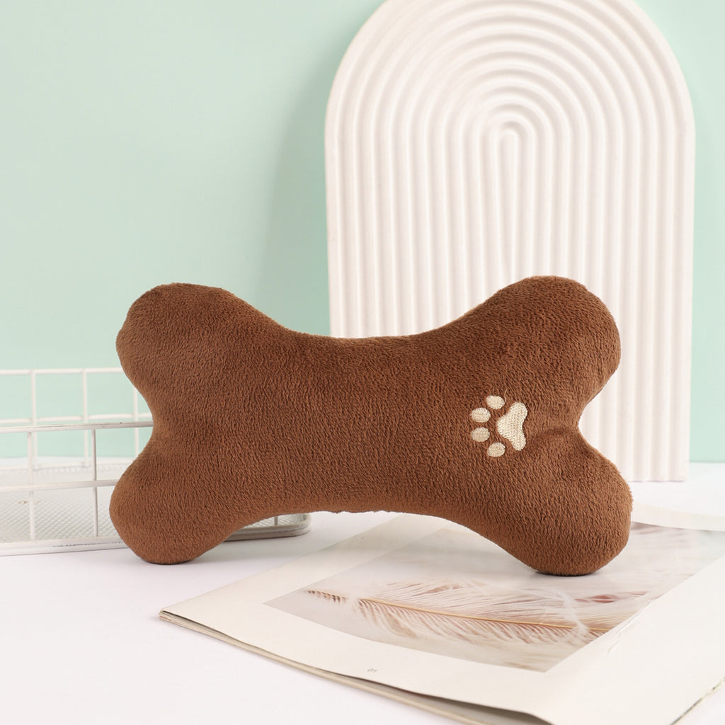 Petloom Pillow Chew Toy - Bone Shape Plush Dog Cat Toy