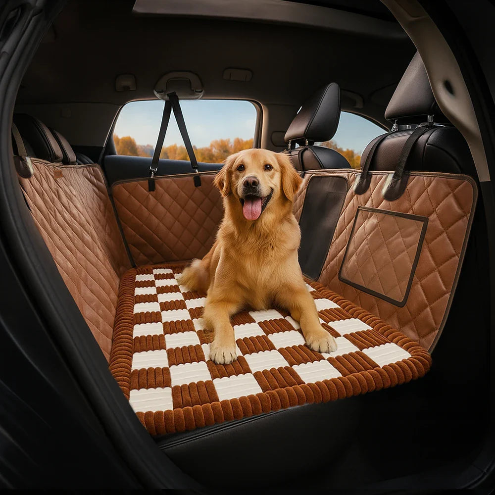 PETLOOM Premium Faux Leather Water-Repellent Hammock Dog Car Seat Cover™