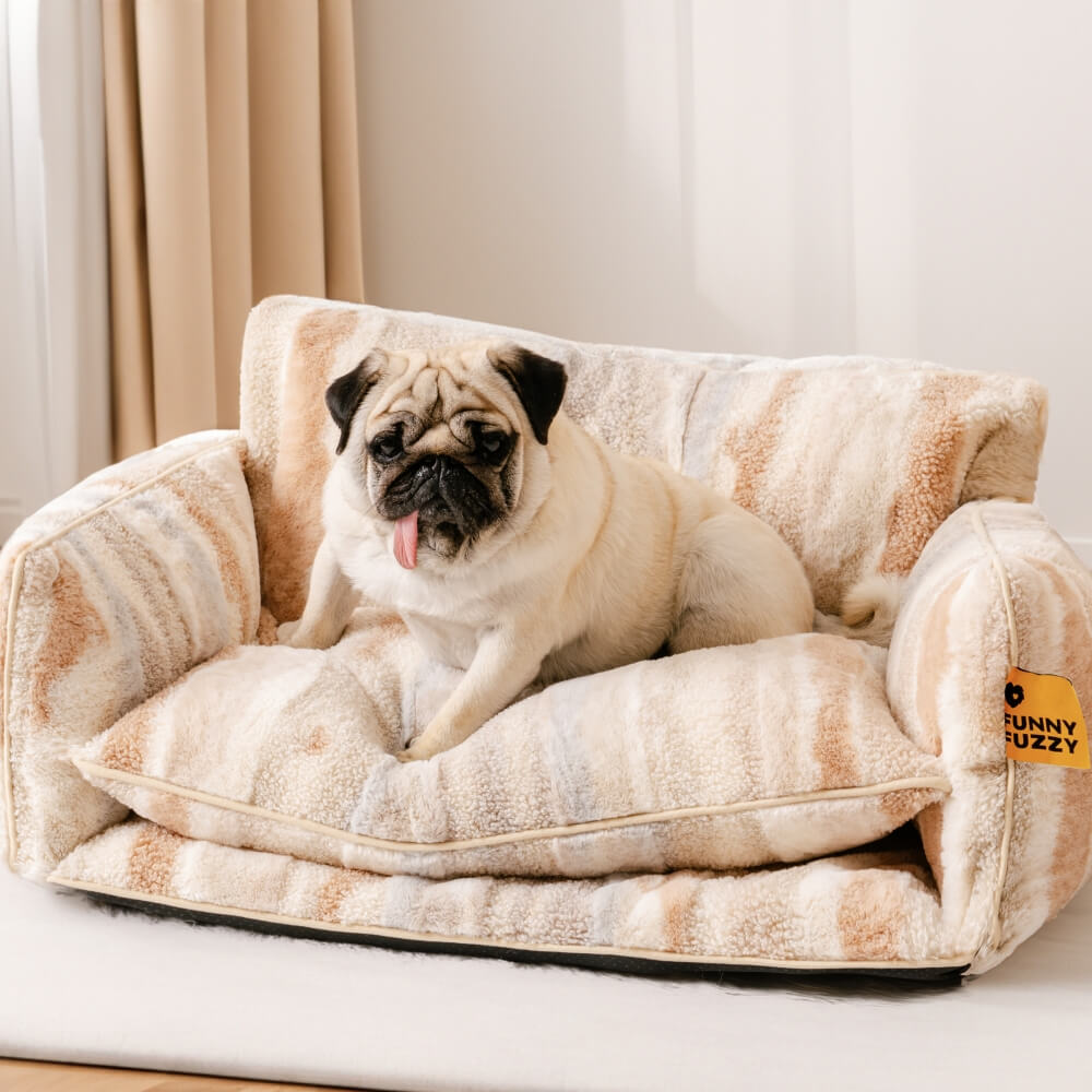 PETLOOM Trendy Striped Faux Lambswool Double Layer Dog & Cat Sofa Bed™