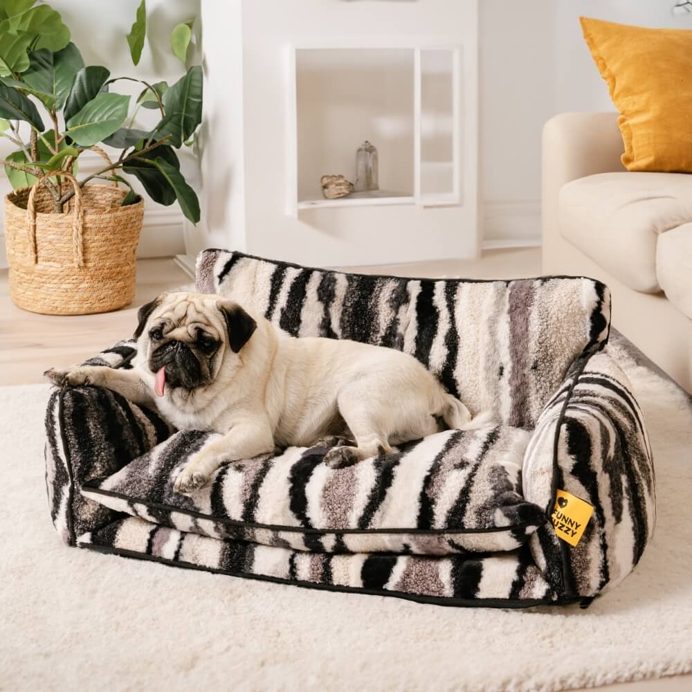 PETLOOM Trendy Striped Faux Lambswool Double Layer Dog & Cat Sofa Bed™