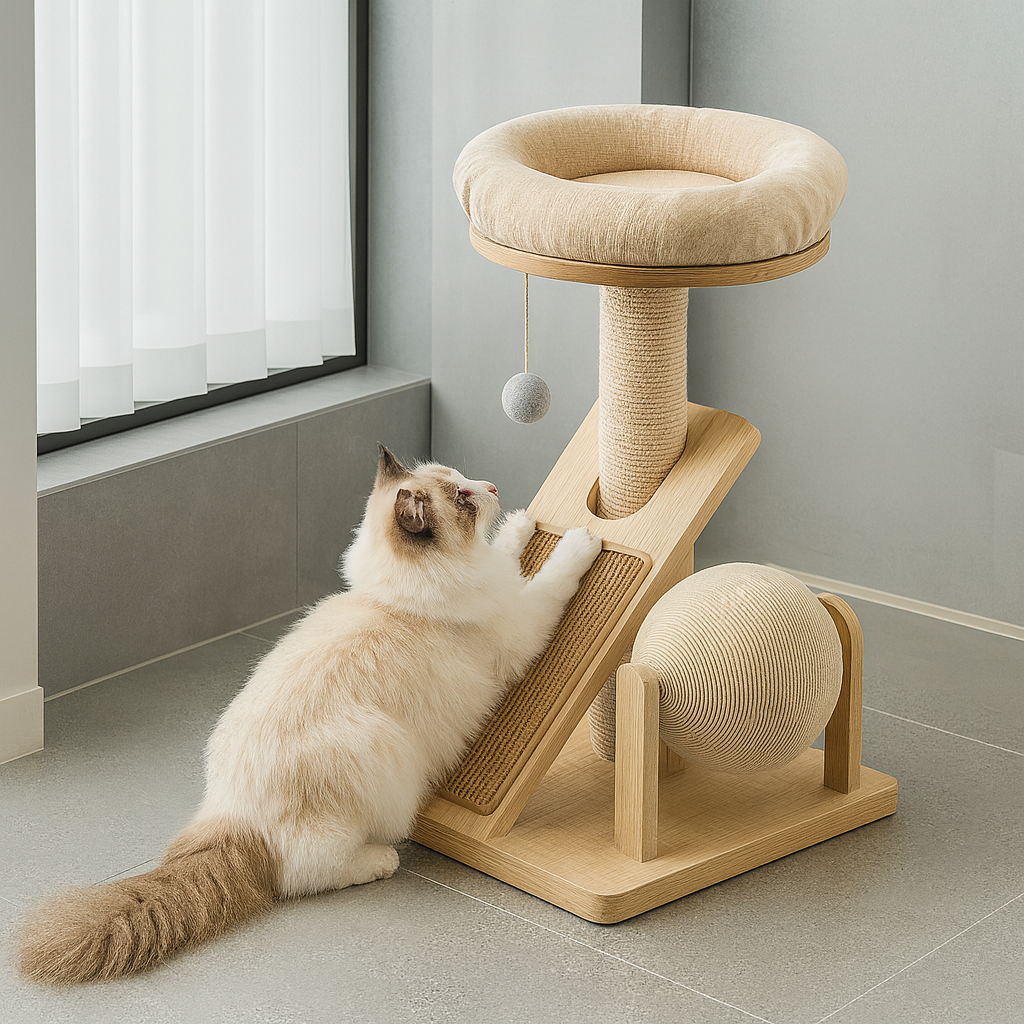 Petloom Modern Climb & Lounge Cat Tree stylish indoor cat climbing tower
