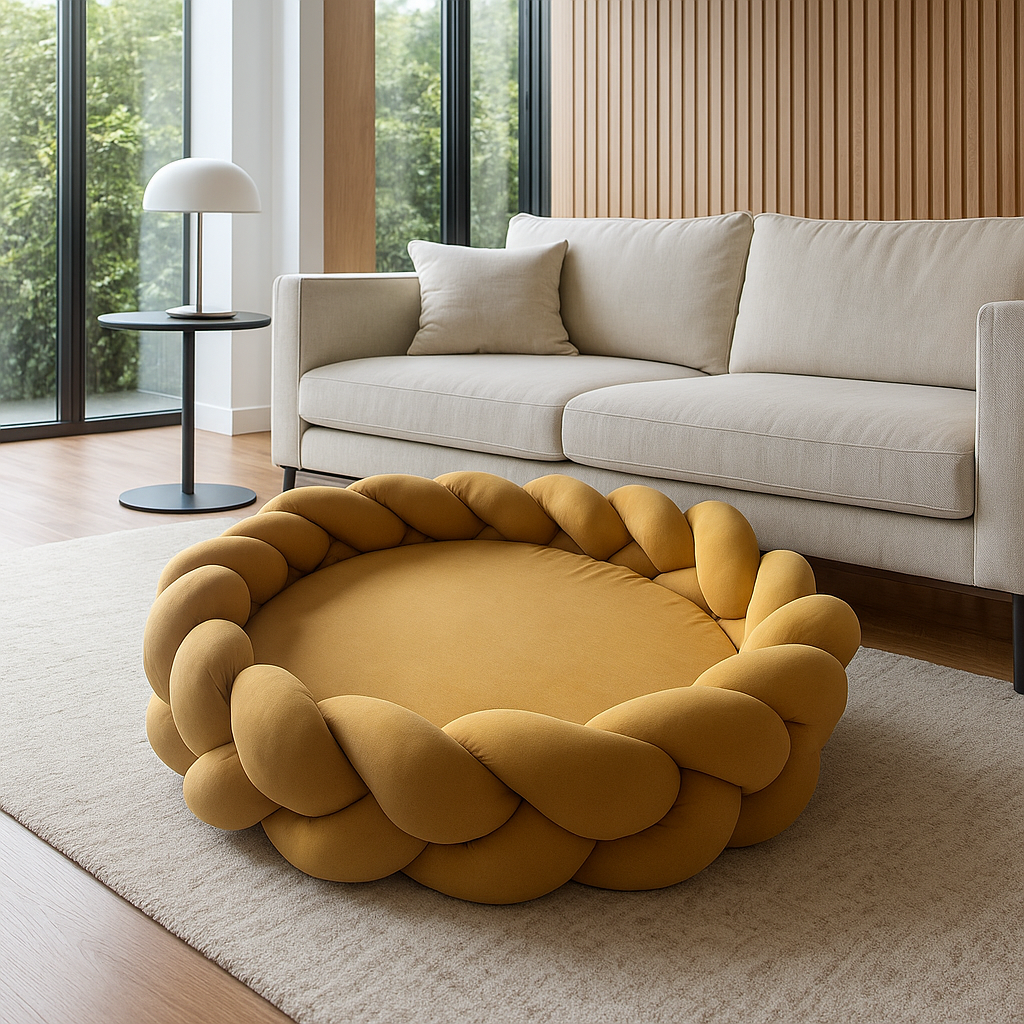 Petloom cozy braided cloud pet bed calming plush bed for dogs and cats
