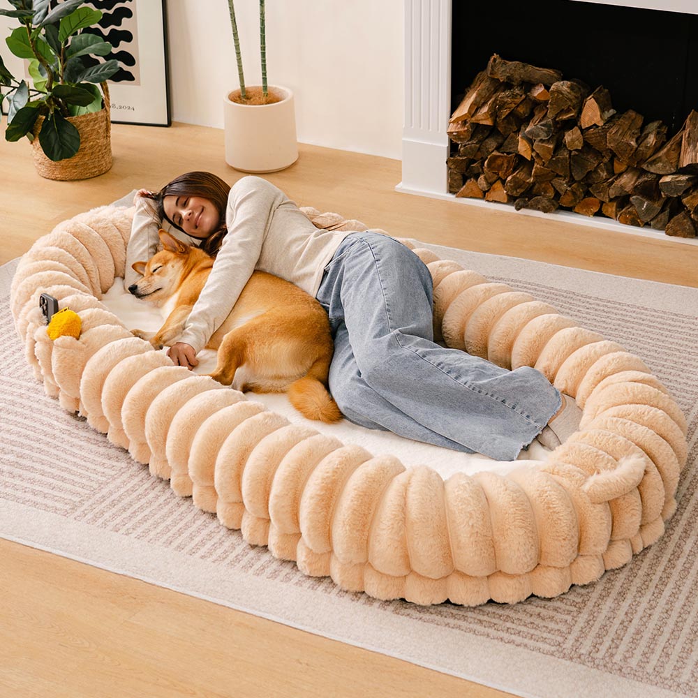 PETLOOM – Creamy Plush Super Large Donut Human Dog Bed Cuddle Cradle™