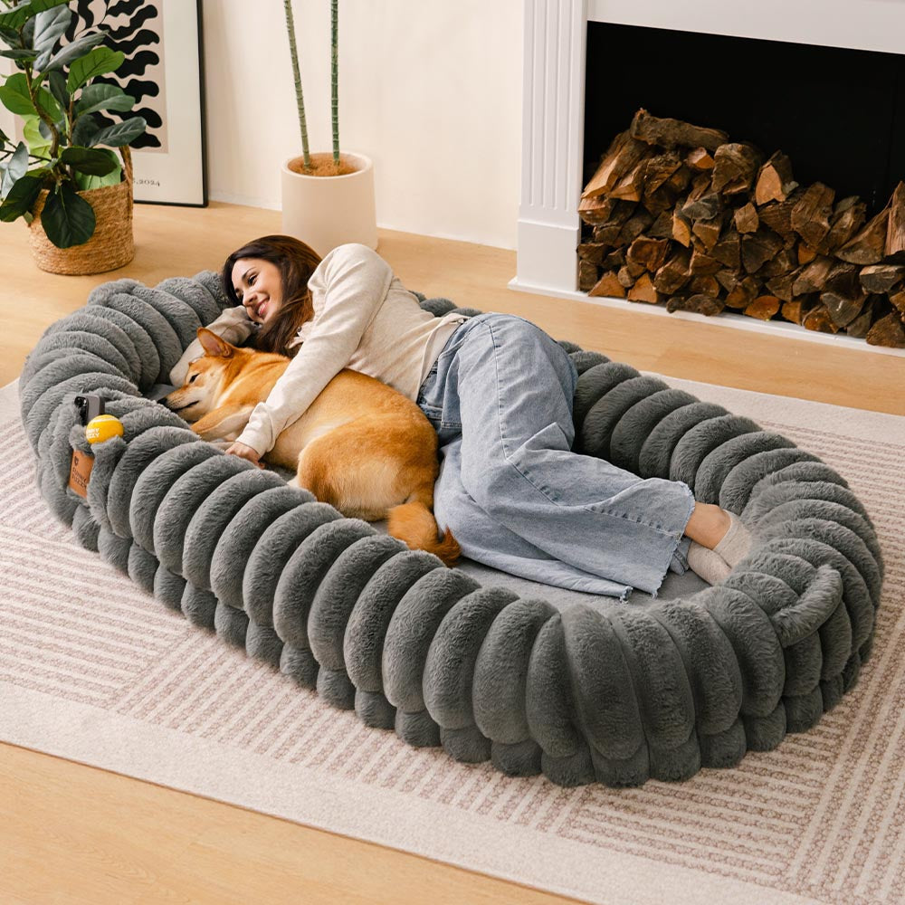 PETLOOM – Creamy Plush Super Large Donut Human Dog Bed Cuddle Cradle™