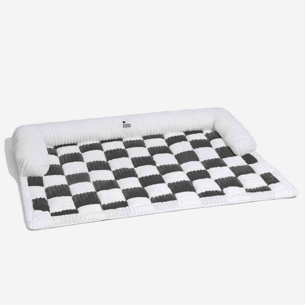 PETLOOM Cream Square Plaid Cozy Dog Mat Furniture Protector Cover™