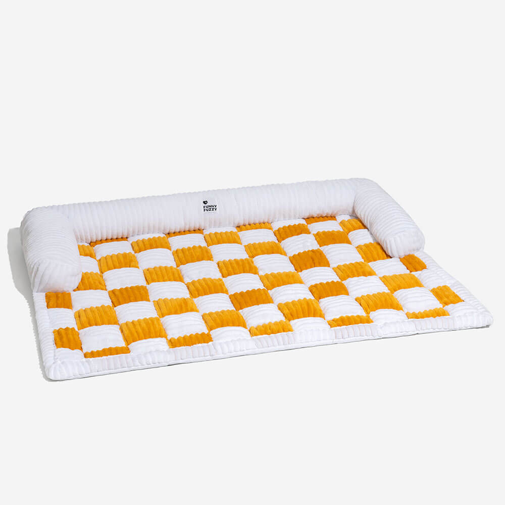 PETLOOM Cream Square Plaid Cozy Dog Mat Furniture Protector Cover™