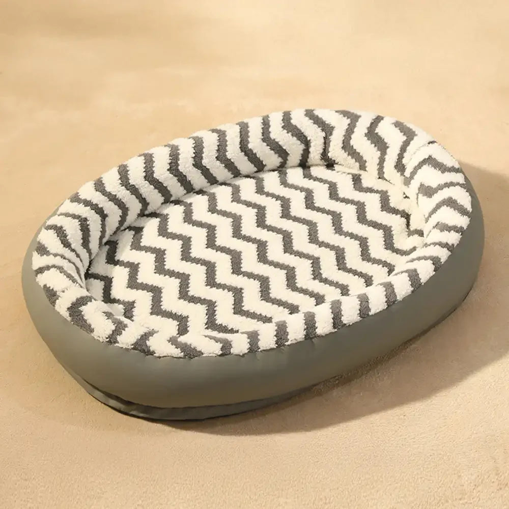 PETLOOM – Geometric Wave Pattern Faux Leather Warm Removable And Washable Dog Bed™