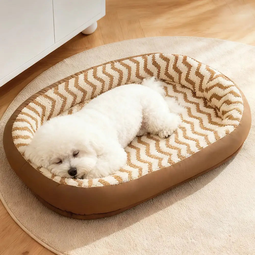 PETLOOM – Geometric Wave Pattern Faux Leather Warm Removable And Washable Dog Bed™