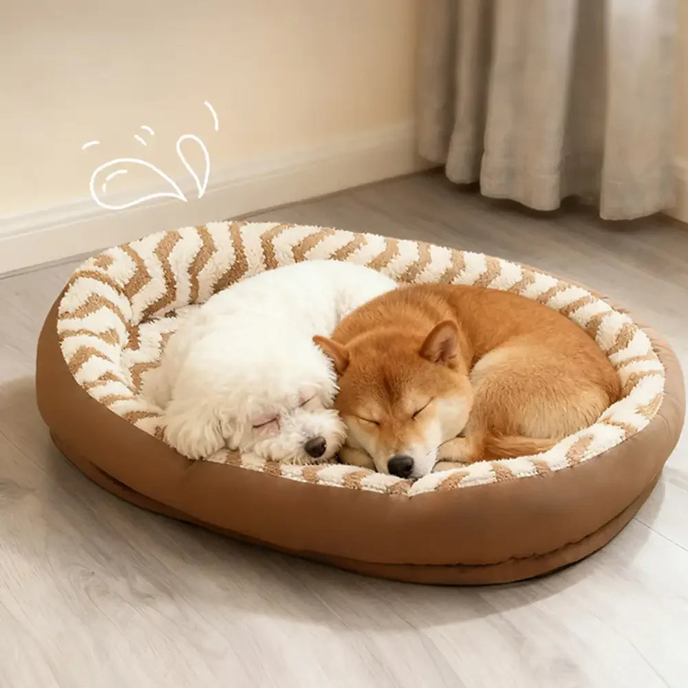 PETLOOM – Geometric Wave Pattern Faux Leather Warm Removable And Washable Dog Bed™