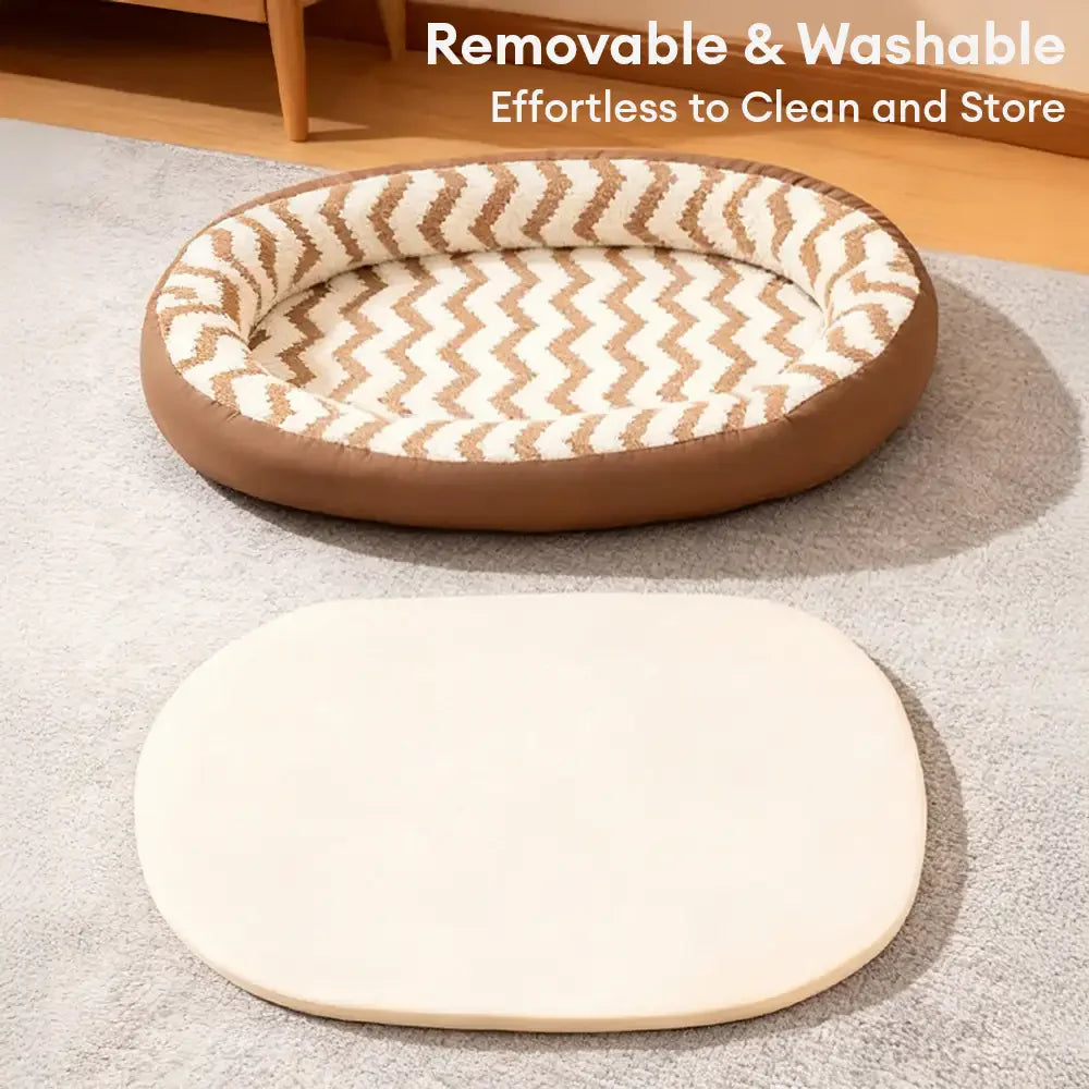 PETLOOM – Geometric Wave Pattern Faux Leather Warm Removable And Washable Dog Bed™