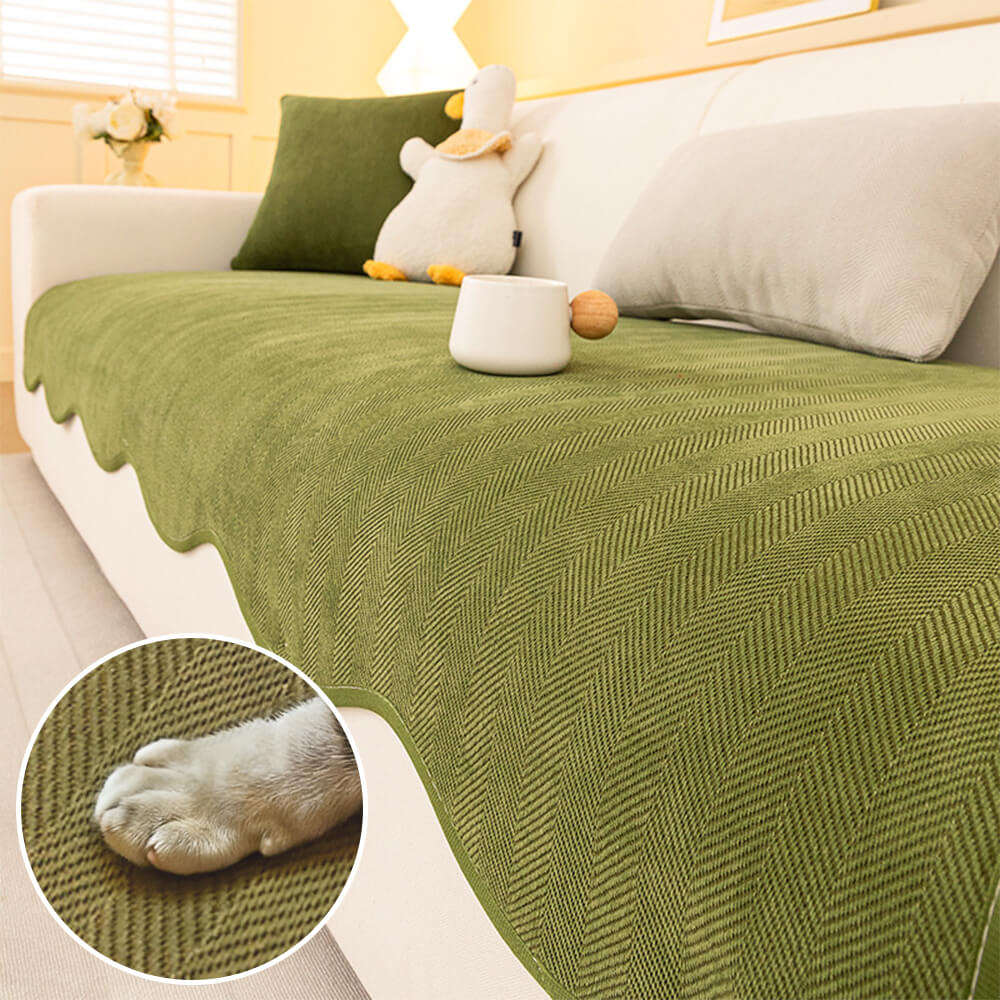 PETLOOM – Minimalist Herringbone Chenille Non-Slip Wavy Edge Couch Cover™