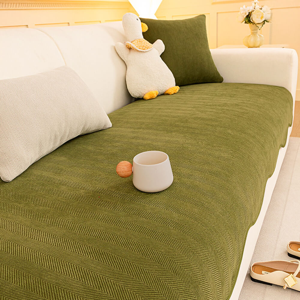 PETLOOM – Minimalist Herringbone Chenille Non-Slip Wavy Edge Couch Cover™