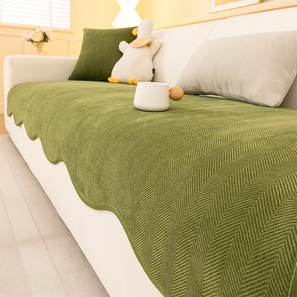 PETLOOM – Minimalist Herringbone Chenille Non-Slip Wavy Edge Couch Cover™