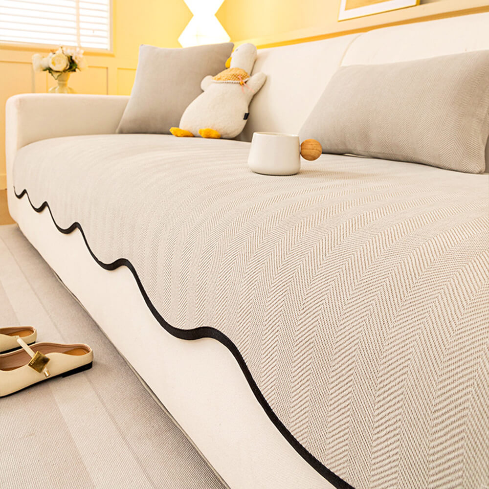 PETLOOM – Minimalist Herringbone Chenille Non-Slip Wavy Edge Couch Cover™