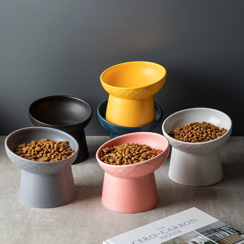 Petloom Modern Elevated Pet Bowl raised ceramic bowl for cats and small dogs