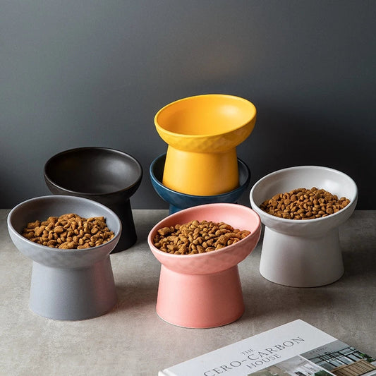 Petloom Modern Elevated Pet Bowl raised ceramic bowl for cats and small dogs