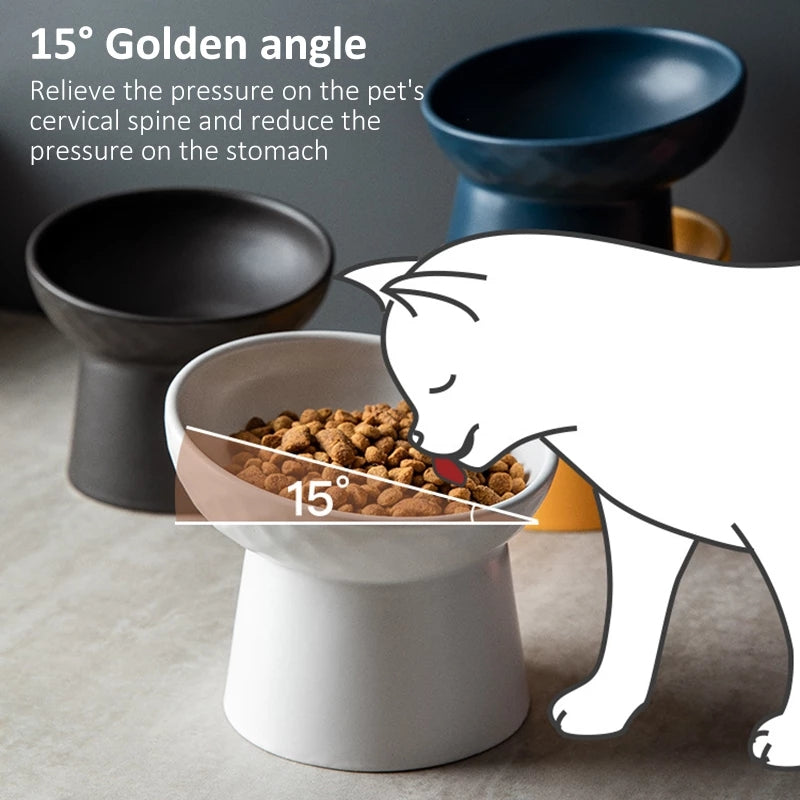 Petloom Modern Elevated Pet Bowl raised ceramic bowl for cats and small dogs
