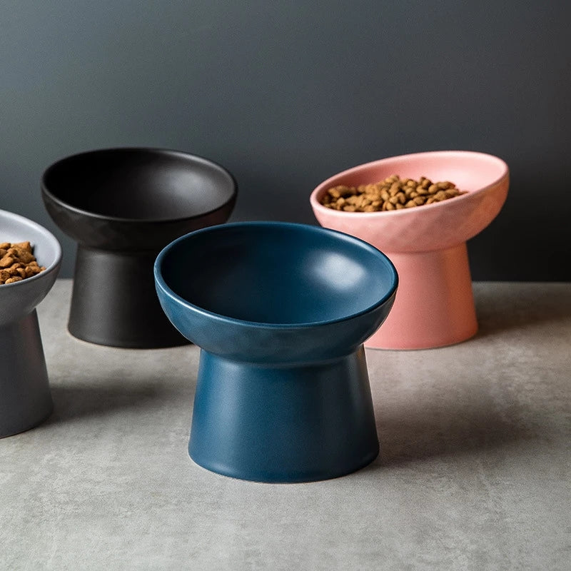 Petloom Modern Elevated Pet Bowl raised ceramic bowl for cats and small dogs

