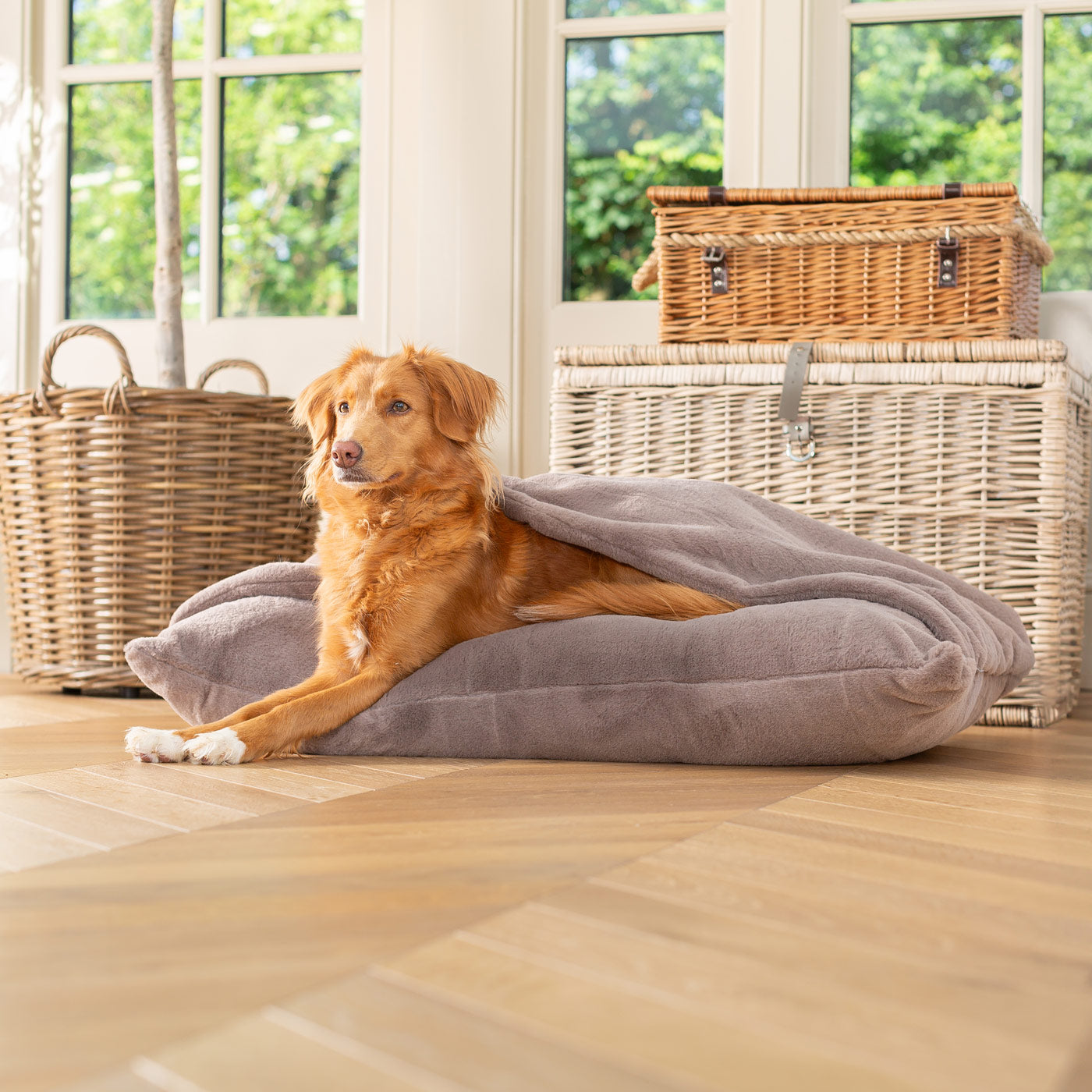 PETLOOM Sleepy Burrows Calming Faux Fur Dog Bed™