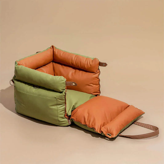 PETLOOM Luxury Faux Leather Pet Car Seat Travel Bed™